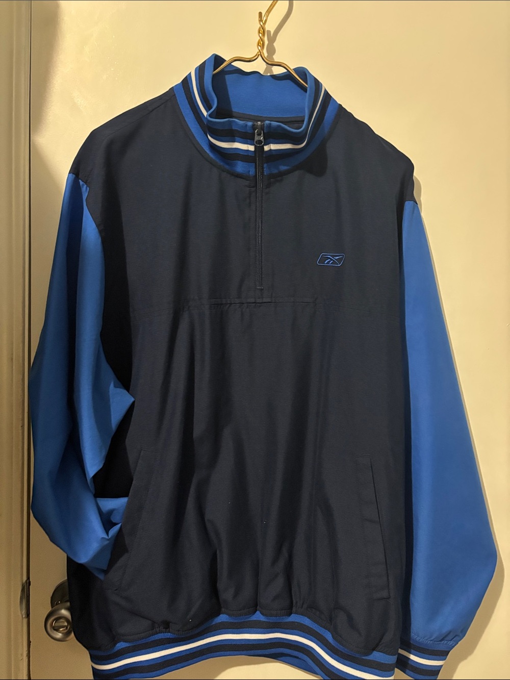 Reebok Navy and Royal Blue Quarter-Zip Windbreaker Pullover